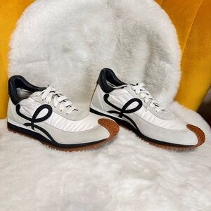 Loewe White and Black Men's Sneakers with Brown Soles